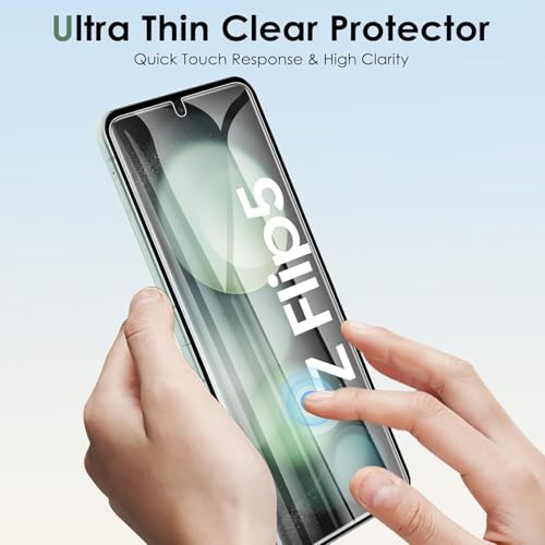 Image of SHILD - 4-in-1 HD Clear Screen Protector Set for Samsung Galaxy Z Flip 5 - Front, Back, Inner Screen & Hinge Protection - Ultra Thin, Scratch Resistant, Case Friendly, Bubble-Free Application