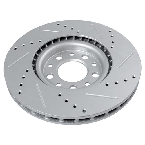 Image of Detroit Axle - Front Brake Rotors for Chrysler 200 Dodge Dart Jeep Compass Renegade Fiat 500X, Drilled and Slotted Disc Brake Rotors Replacement: 12.01 inch inch Rotor