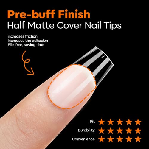 Image of Modelones Short Coffin Nail Tips Pre-shaped Soft Gel Fake Nails False Clear
