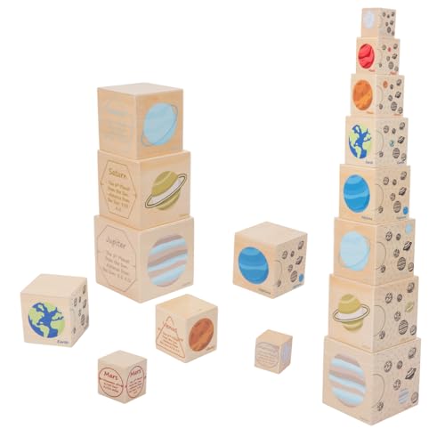 Wooden Solar System Nesting & Stacking Blocks Planets Toy for Kids 3-5
