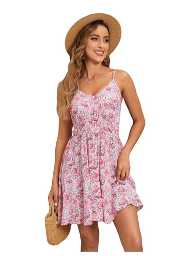Image of SweatyRocks Women's Boho Floral Print Spaghetti Strap Cami Dress Casual Flare Short Dresses