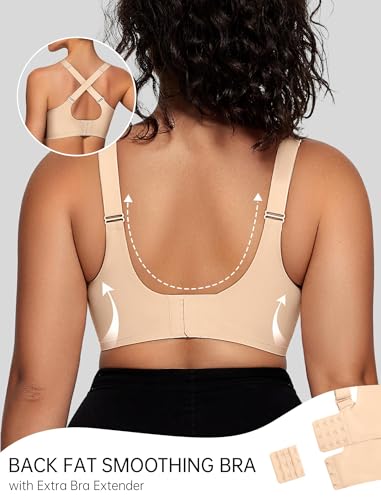 OEAK Womens Wireless Bras V Mesh Comfortable Bralette Supportive Tshirt Bra No Underwire Seamless Push Up Everyday Bras