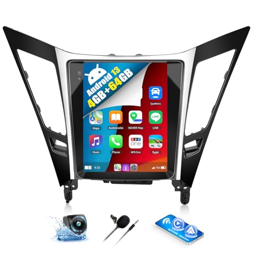 SIXWIN 4G+64G Android 13 Car Stereo for Hyundai Sonata 2010-2015 9.7 Inch Touch Screen with CarPlay Android Auto Mirror Link UI Bluetooth FM GPS Navigation WiFi FM SWC Shot Cut Backup Camera MIC