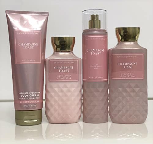 CHAMPAGNE TOAST set of 4 -- fine fragrance mist 8 fl oz., shower gel 10 fl oz.,body lotion 8 fl oz., ultra shea body cream 8 oz.