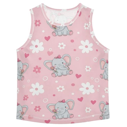 J JOYSAY Elephant Flower Heart Pink Boys Tank Top Sleeveless Muscle Shirts Quick Dry Active Workout Sport Kids T-Shirts 3-15T