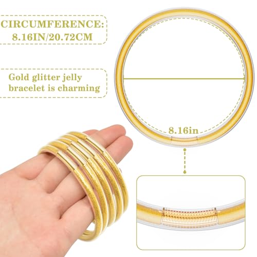 Glitter Jelly Bracelets, Soft Silicone Glitter Filled Jelly Bangles Bracelets Women- Sparkling Fashion Bangles for Women2