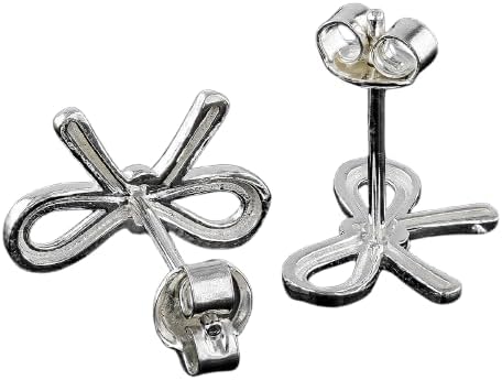 JTV Sterling Silver Bow Stud Earrings for Women – Dainty, Elegant Jewelry – Knot Design with Push Backs, (0.33") - Image 6