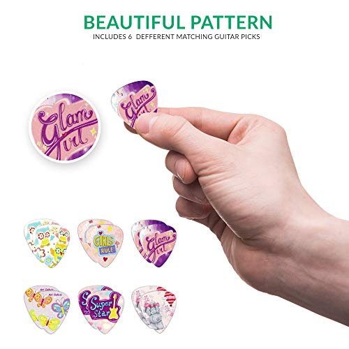 Kids Guitar Picks For Girls Pink Butterfly Christmas Gift Cool 12 Medium Celluloid Picks W/Free Bonus Sleek Tin Box & Pick Holder. Stocking Stuffer For Girls Kids Teens Daughter Granddaughter #TOP6
