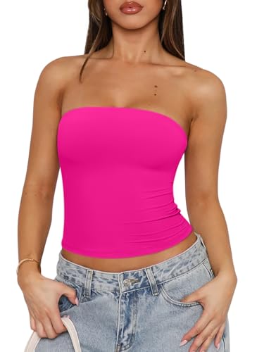Tube Tops Double Lined Non Slip Silicone Gripper 19 tube tops - pink glo