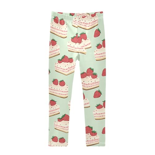 Wusikd Cute Strawberry Girls' Leggings Toddler Doodles Cake Kids Yoga Pants Dance Active Tights 4T