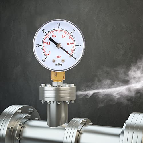 Vacuum Gauge Vacuum Indicator -1-0Bar -30-0inHg 50mm 1/8 BSPT Bottom Connection for Air Water Oil