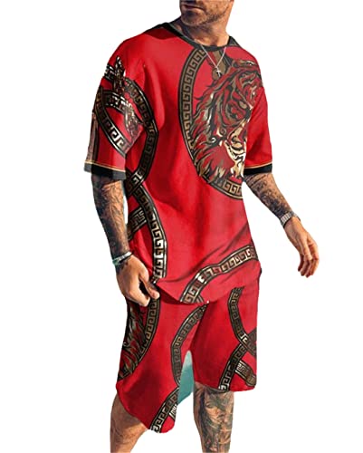 Costume d'été pour homme AXEBHPED t-shirt manches courtes taille XS