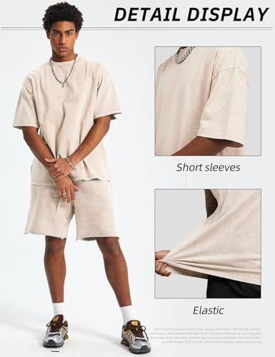 Image of Arssm Men Oversized T Shirts Vintage Tee Loose Fit Short Sleeve Casual Streetwear Baggy Washed Unisex Tops