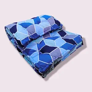 Deevine Craft Soft 5-Inch Thick Textile Cotton Quilt Box Mat | Gadda Medium Firm Soft Cotton Box Quilt Mattress | Cotton Box Rectangle Type Single Bed Mattress (72X30X5 Inches) Shades of Blue Mattress