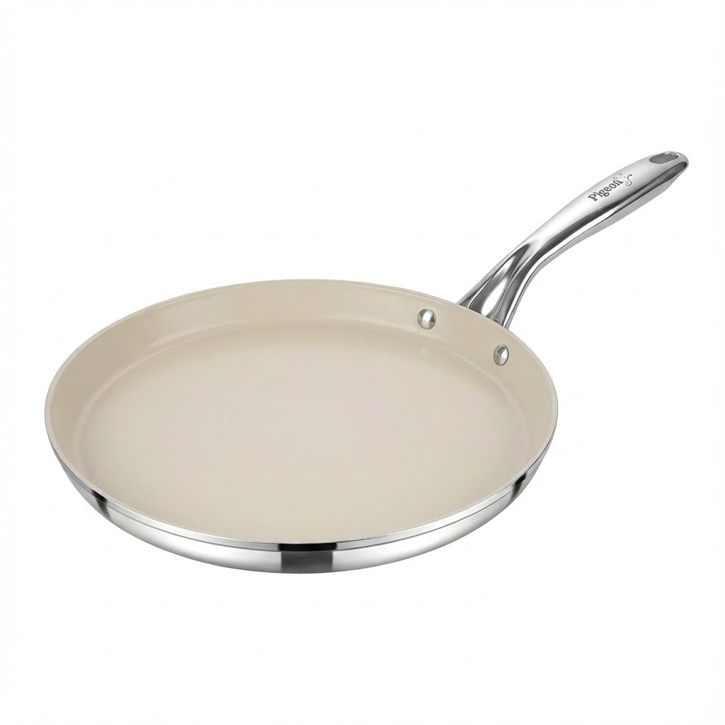 Pigeon Stainless Steel Cerra Steel Clad Ceramic Flat Tawa 280 (Beige)-image-35