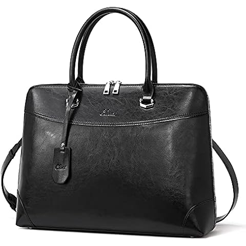 CLUCI Maletín de Cuero para Portátil de 15,6 Pulgadas para Mujeres Cover