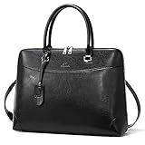 CLUCI Maletín portadocumentos mujer aceite cera cuero maletín para ordenador portátil 15,6 pulgadas bolso de trabajo grande retro ultradelgado mujer bolsa de viaje, Beige Con Negro, Large