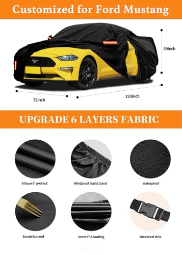 Funda de automóvil de 6 capas Ford Mustang impermeable Oxford para exterior 5