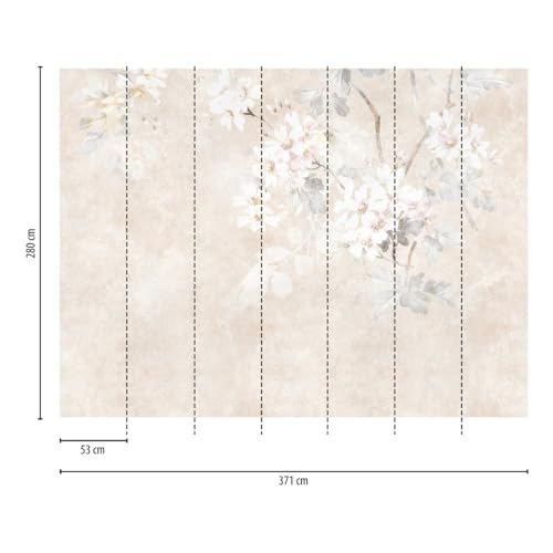 Livingwalls Photo Wallpaper Flowers in Beige, Cream, Grey - Non-Woven Wallpaper 399191 with Motif on 3.71 m x 2.80 m - Made in Germany - Image 3