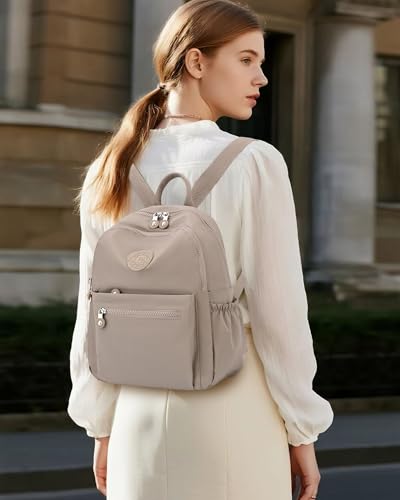 Image of Tanweibago Mini Nylon Women Backpacks,11L Small Ladies backpacks Casual Lightweight Women Shopping Travel Daypack (Champagne)