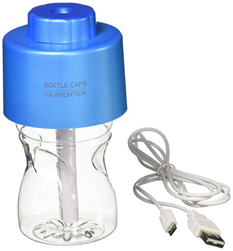 Phtronics Portable Bottle Cap Air Humidifier with Bottle for Office Home Travel, Blue