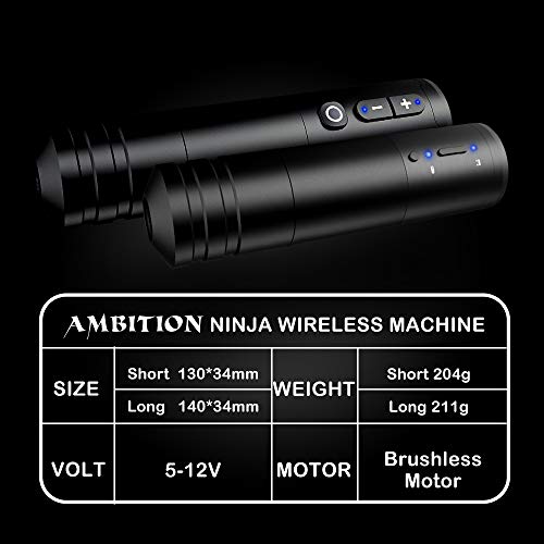 Ambition Ninja Wireless Tattoo Machine Rotary Battery Cartridge Pen With 2400Mah Power Supply Japan Coreless Motor Digital Lcd Display Permanent Make Up Equipment For Professionals Tattoo Artists #TOP1