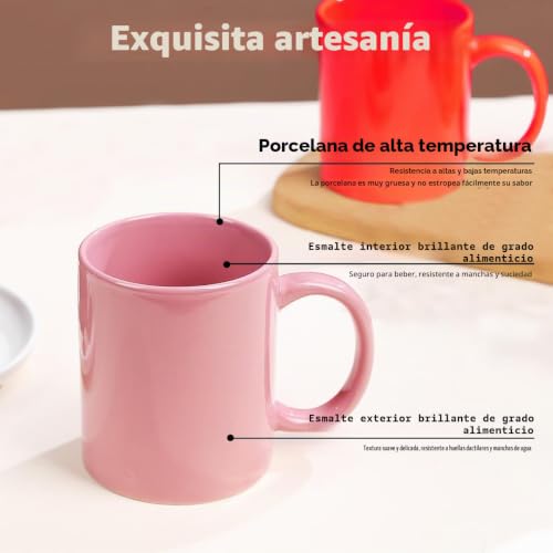 Miniatura 4 de Evanda Juegos De Tazas Grandes 6 Piezas, Tazas Grandes De 350 Ml Para Café, Té Y Bebidas Calientes, Aptas Para Lavavajillas Colores Surtidos