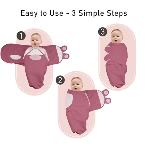 Image of GLLQUEN BABY Swaddles for Newborns 3-6 Months, Adjustable & Easy Fastener | 3-Pack, Baby Girl Swaddles Organic Cotton Womb-Like Nursery Swaddling Blanket reduces startle reflex, Soft & Skin-Friendly
