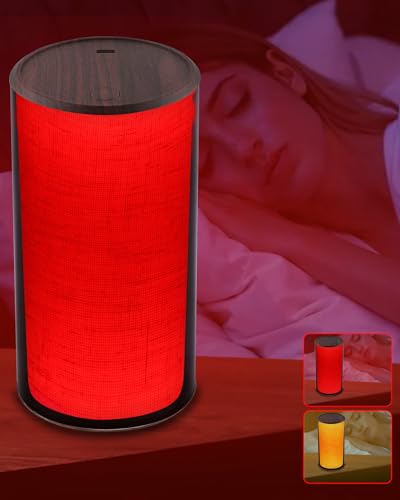 Finezeal 670nm Red Light Night Light Lamp for Sleep - Zero Blue Light Rechargeable Portable Dimmable Red &1500K Amber Lamp for Bedroom Nursery Camping