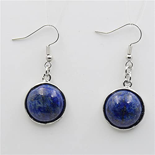 Boucles d'oreilles onyx noir et pierre naturelle ronde aux crochets délicats