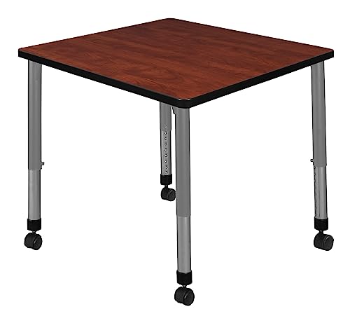 Romig Kee Square Grey Classroom Activity Table & Chairs Height adjustable4, 30 x 30, Cherry