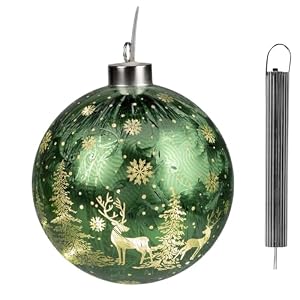 formano LED Weihnachtskugel Frosty Grün zum Hängen 12 cm Hängelicht aus Farbglas in geeister Optik mit winterlichem Dekor Timer & LED Licht – batteriebetriebene Dekoration Herbst Weihnachten