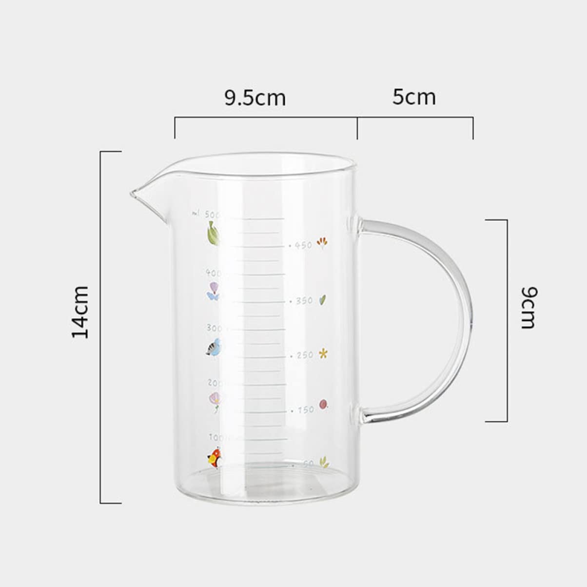 3 pcs and Jug Container Drinking Tea Easy Microwave Tool High Glass Cooking Cream Sugar Maker Transparent Kitchen Measurements Use V- Measure Pitcher Shaped Frothing Art Mug (Color : Assorte