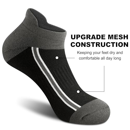 Gonii Men's Running Athletic Ankle Socks - Thick Cushioned Low Cut Socks (5 Pairs)3