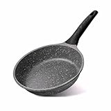 Frigideira Cerâmica 24cm Antiaderente com Cabo de Madeira – Fundo para Indução, Gás e Elétrico, Cozinha Saudável Sem Óleo, Cores Variadas