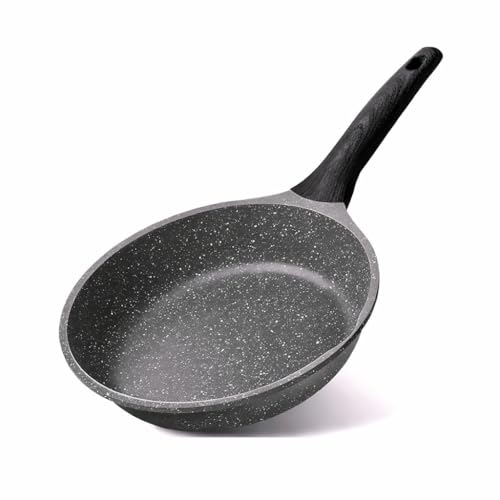 Frigideira Cerâmica 24cm Antiaderente com Cabo de Madeira – Fundo para Indução, Gás e Elétrico, Cozinha Saudável Sem Óleo, Cores Variadas