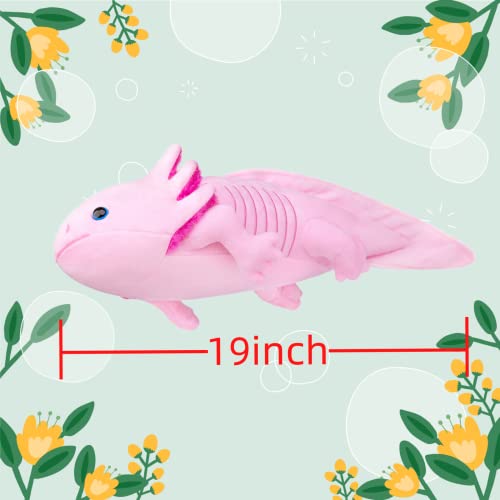Frankiezhou Realistic Axolotl Stuffed Animal-Pink 19”, Axolotl Plush Toy, Valentine Stuffed Animals,Salamander Plush,Gifts For Boy Girl Wife Baby, Baby Gift,Toy For Boy,Home Decor,Hugging Toy #TOP1