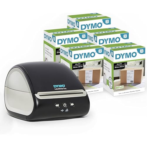 DYMO Label Writer 5XL Label Printer Bundle, Prints Extra-WideShipping Labels (UPS, USPS) from Amazon, eBay, and More, Perfect for eCommerce Sellers, Includes 5 Extra-Large Shipping Labels (1100 Total)