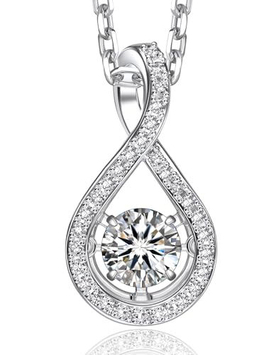 MomentWish Infinity Moissanite Necklace for Women 0.5Carat D Color VVS1 925 Sterling Silver Moissanite Pendant Necklace Anniversary Birthday Gifts for Wife
