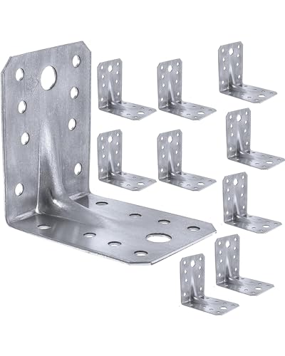 LLB Angle Corner Brackets for Wood 70 x 70 x 55 x 1 5mm Pack of 10 - Galvanised Heavy Duty Steel L Braces with Maximum Load Capacity of 265kg and Zinc Coated Metal Joist Sheet