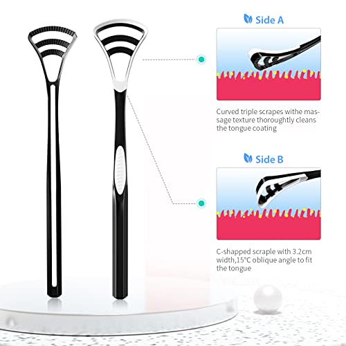 Y-Kelin Tongue Scraper, 3 Pack Tongue Cleaner for Oral Hygiene and Fresh Breath, Easy to Use and Clean