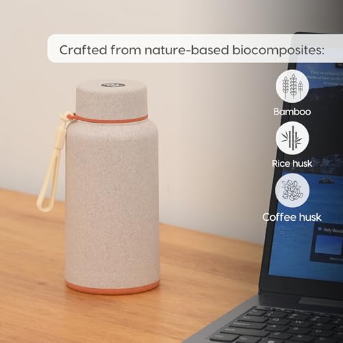 Image of Eha Earth Friendly Hydralife Water Bottle for Office & Schools | 400 ml Stainless Steel Water Bottle for Kids & Adults Made with Rice Husk | Bottle for Men, Women | Leak Proof | 1 Unit