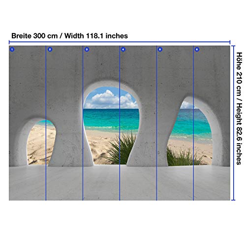 Wandmotiv24 Foto Murale Visualizza la spiaggia di