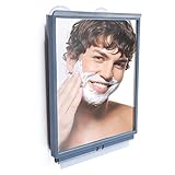 ToiletTree Products Travel/Dorm Fogless Shower Shaving Bathroom Mirror with Squeegee and Travel Bag, Travel, Gray
