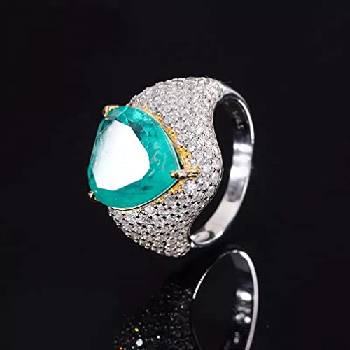 Bague argent 925 bleu émeraude 12mm pour femme