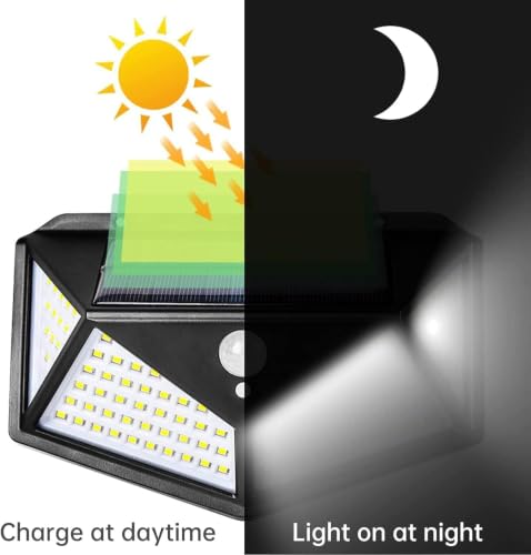 Image of VONT Bright Outdoor Solar Lights with Motion Sensor Solar Powered Wireless Waterproof Night Spotlight for Outdoor /Garden Wall, 3.09 x 5.30 inch