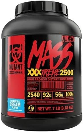 Mutant Mass Extreme Gainer – Whey Protein Powder – Build Muscle Size and Strength – High Density Clean Calories – 7 lbs – Cookies and Cream