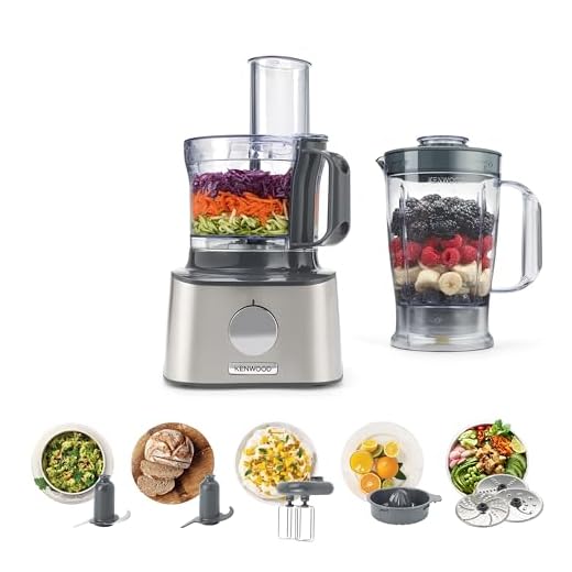 Kenwood Multipro Compact FDM301SS Robot da cucina con 2 velocità di Lavorazione+Pulse, Ciotola da 2,1L, Frullatore da 1.2 L, 3 Dischi in acciaio, sbattitore doppia frusta, Spremiagrumi