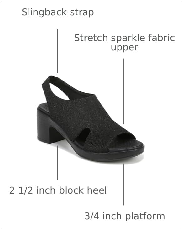 BZees Womens Eden Slingback Strappy Sandals Black Fabric 9 W by LifeStride - Used condition - Image 3