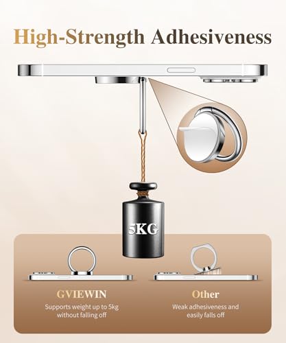 Image of GVIEWIN Glitter Cell Phone Ring Holder, Metal Kickstand Grip 360 Rotation Compatible with iPhone 17 /16 /15 /14 /Pro Max /Air /Plus Series & Galaxy S25 /S24 Ultra and Other Phones (Silver Glitter)